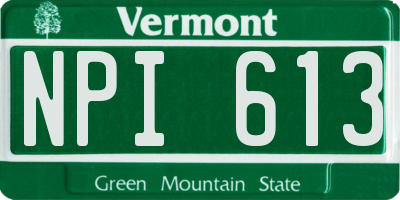 VT license plate NPI613