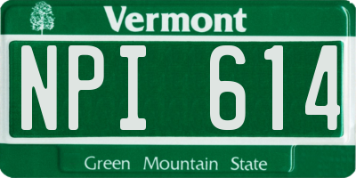 VT license plate NPI614