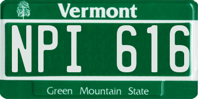 VT license plate NPI616
