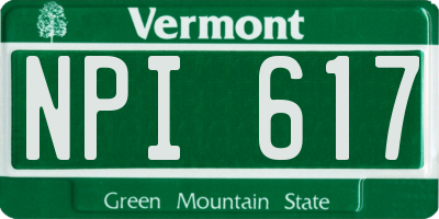 VT license plate NPI617