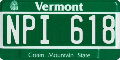 VT license plate NPI618