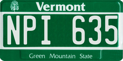 VT license plate NPI635