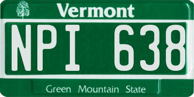 VT license plate NPI638