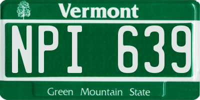VT license plate NPI639