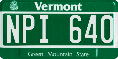 VT license plate NPI640