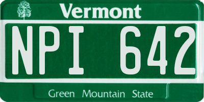 VT license plate NPI642