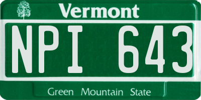 VT license plate NPI643