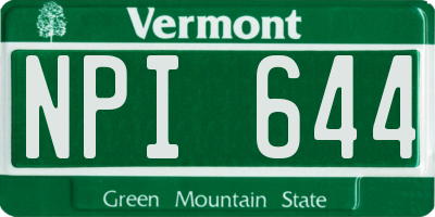VT license plate NPI644