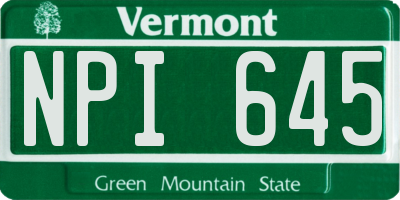 VT license plate NPI645