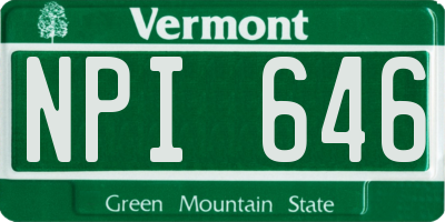 VT license plate NPI646