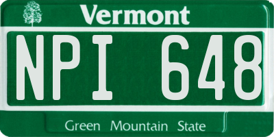 VT license plate NPI648