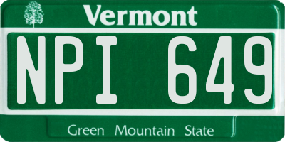 VT license plate NPI649