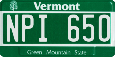 VT license plate NPI650