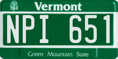 VT license plate NPI651
