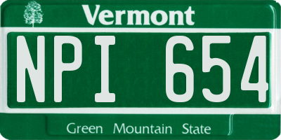 VT license plate NPI654