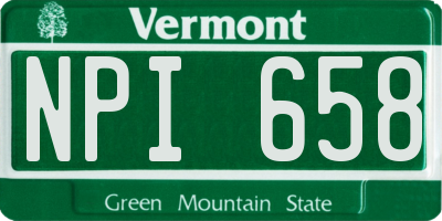 VT license plate NPI658