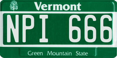 VT license plate NPI666