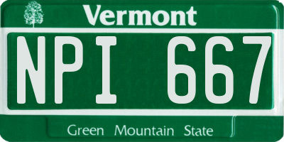 VT license plate NPI667