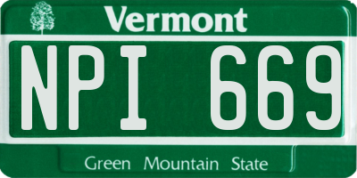VT license plate NPI669