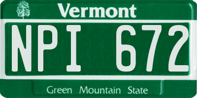 VT license plate NPI672
