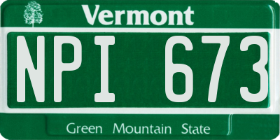 VT license plate NPI673