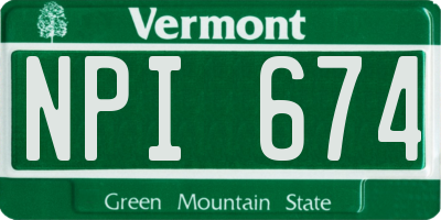 VT license plate NPI674