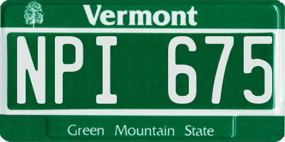 VT license plate NPI675