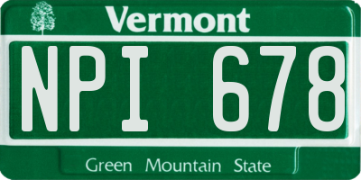 VT license plate NPI678