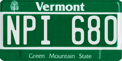 VT license plate NPI680