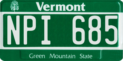 VT license plate NPI685