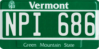 VT license plate NPI686
