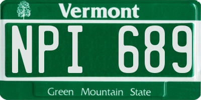 VT license plate NPI689