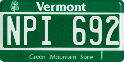 VT license plate NPI692