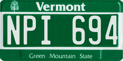 VT license plate NPI694
