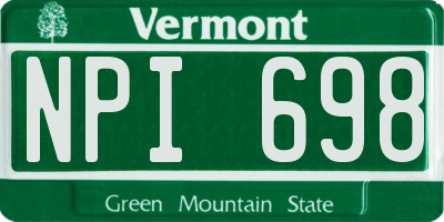 VT license plate NPI698