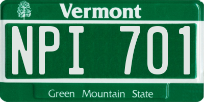 VT license plate NPI701