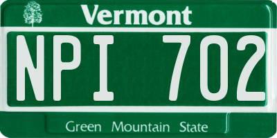 VT license plate NPI702