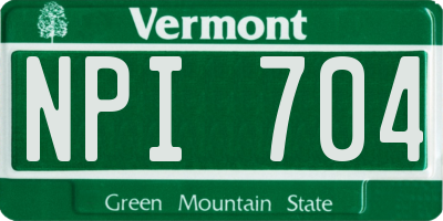 VT license plate NPI704