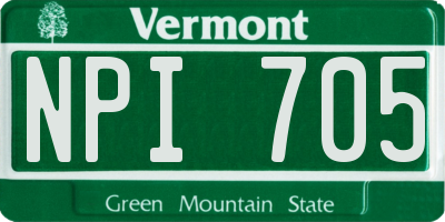 VT license plate NPI705