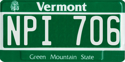 VT license plate NPI706