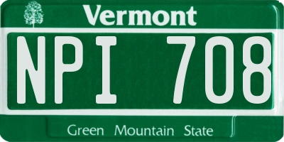 VT license plate NPI708