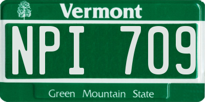 VT license plate NPI709