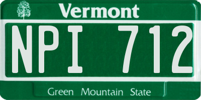 VT license plate NPI712
