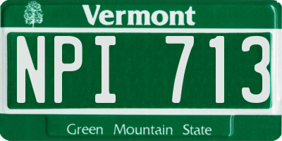 VT license plate NPI713