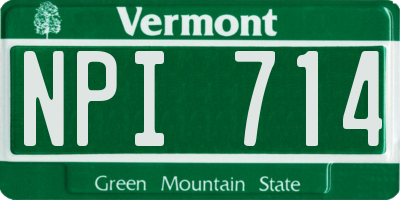 VT license plate NPI714