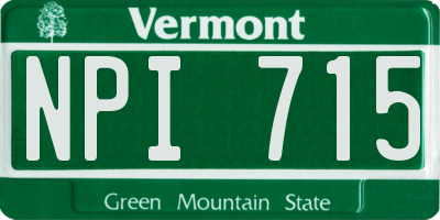 VT license plate NPI715