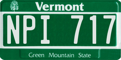 VT license plate NPI717