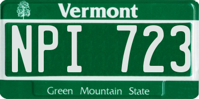 VT license plate NPI723