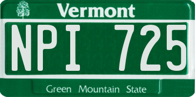 VT license plate NPI725