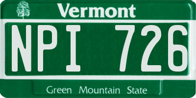 VT license plate NPI726